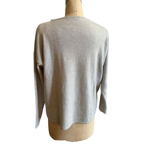 TONET Italy Gray Blue Virgin‎ Wool Silk Cashmere Sweater Sparkle EUC 10 12 - Picture 3 of 3